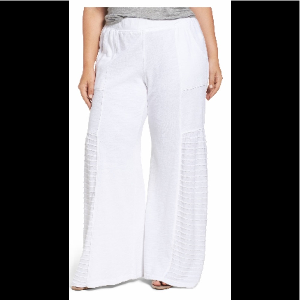 XCVI White cotton lounge pant/beach cover up 1X